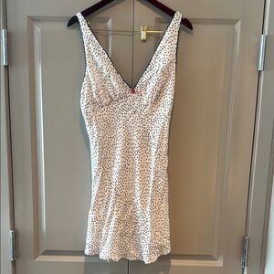White Polka Dot Sleeveless Dress